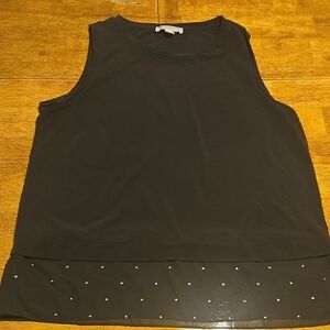 Michael Kors Black Tank Top with Sheer Hem